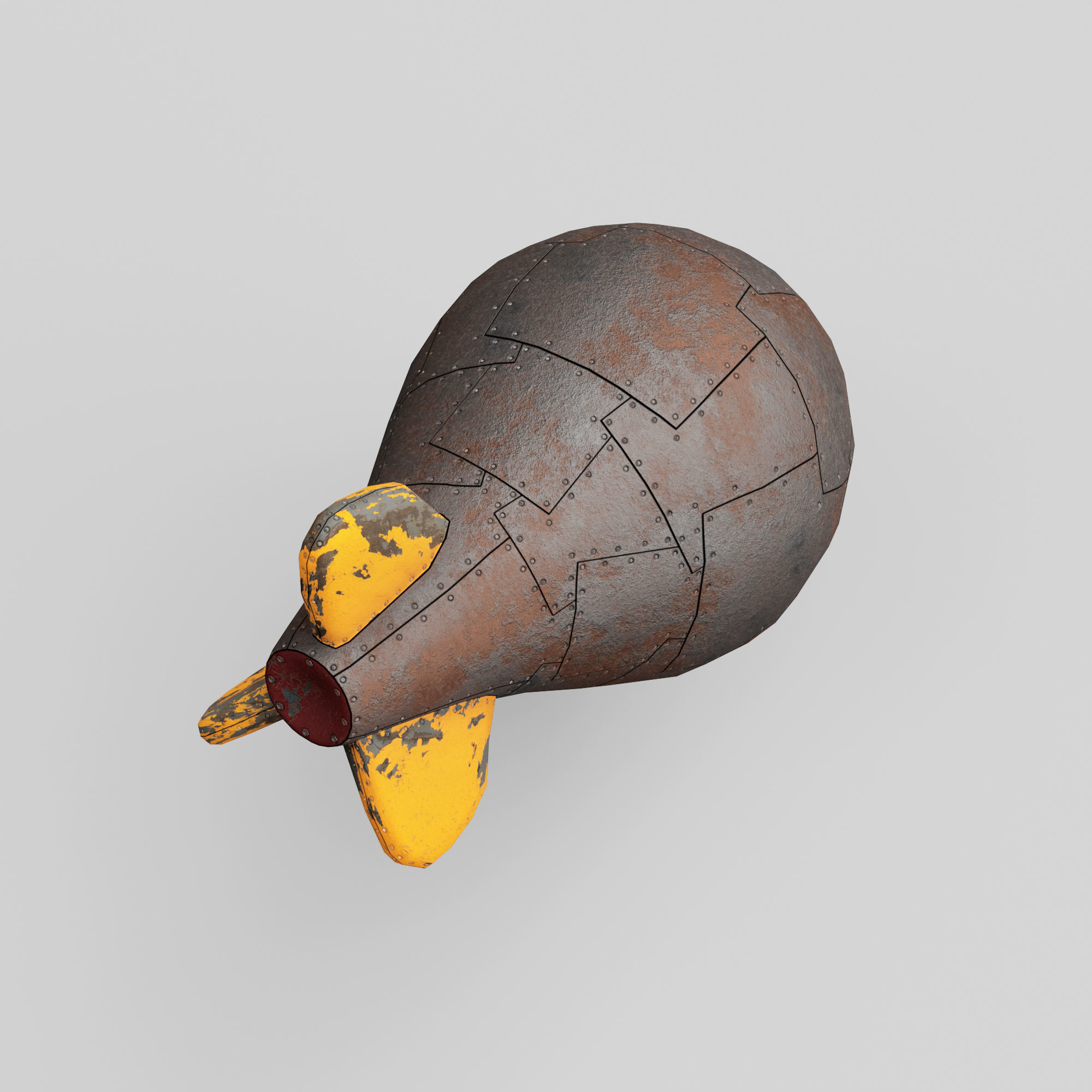 Nuclear Atom Bomb in Steampunk Style Low-poly 3D model_4