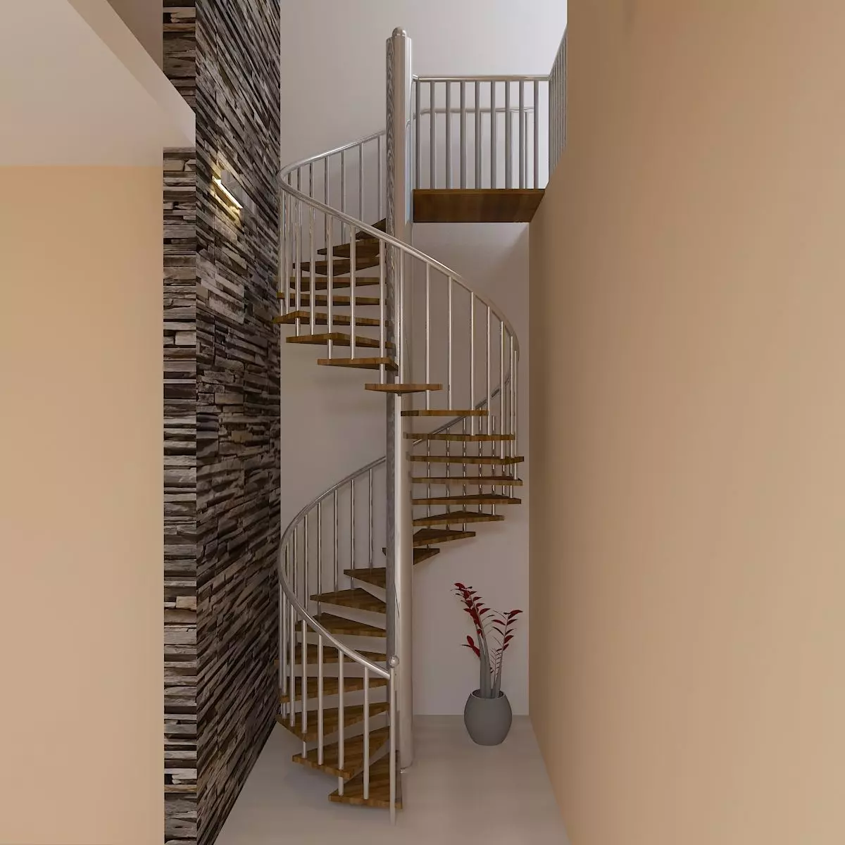 STAIR spiral staircase design Low-poly 3D model_0