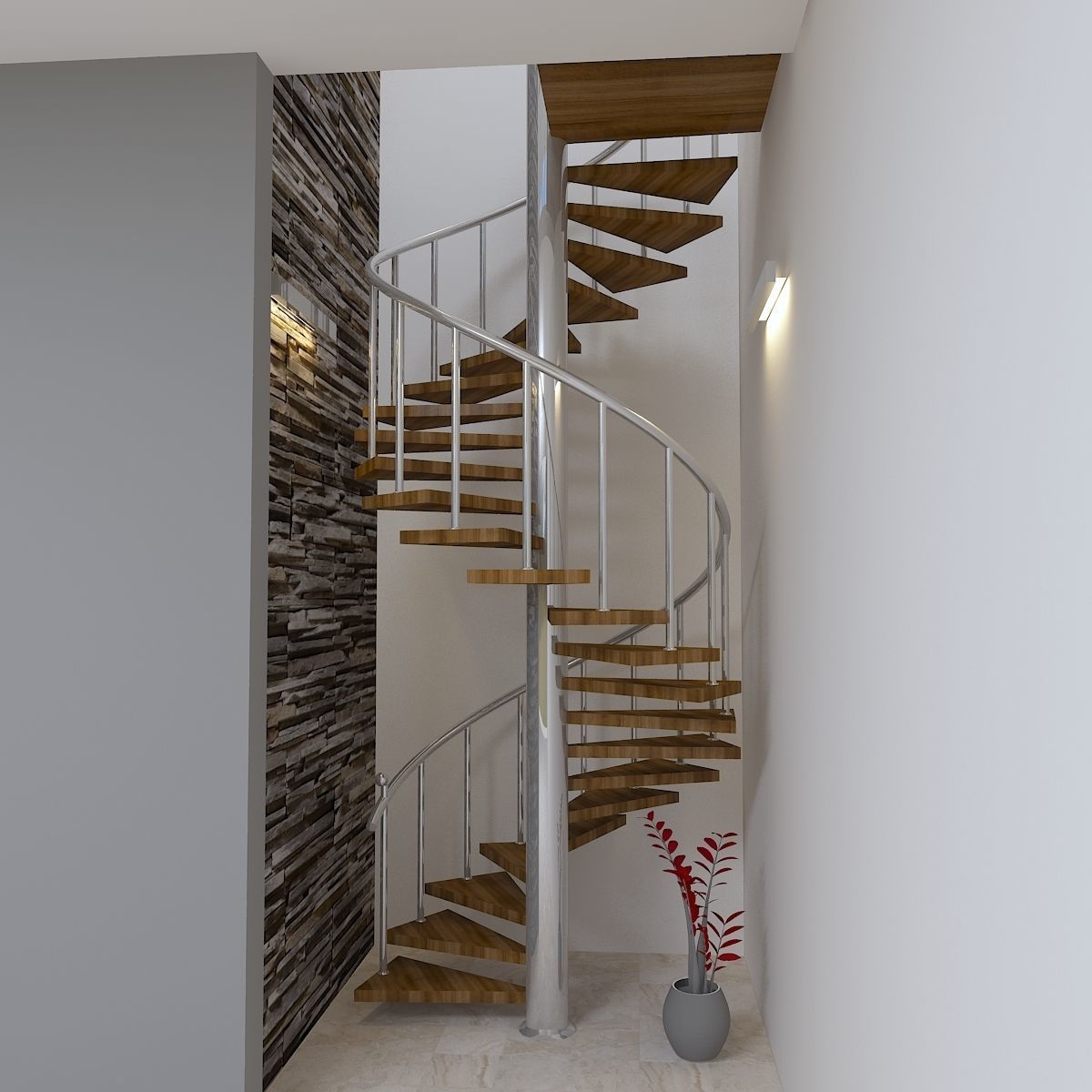 STAIR spiral staircase design Low-poly 3D model_4