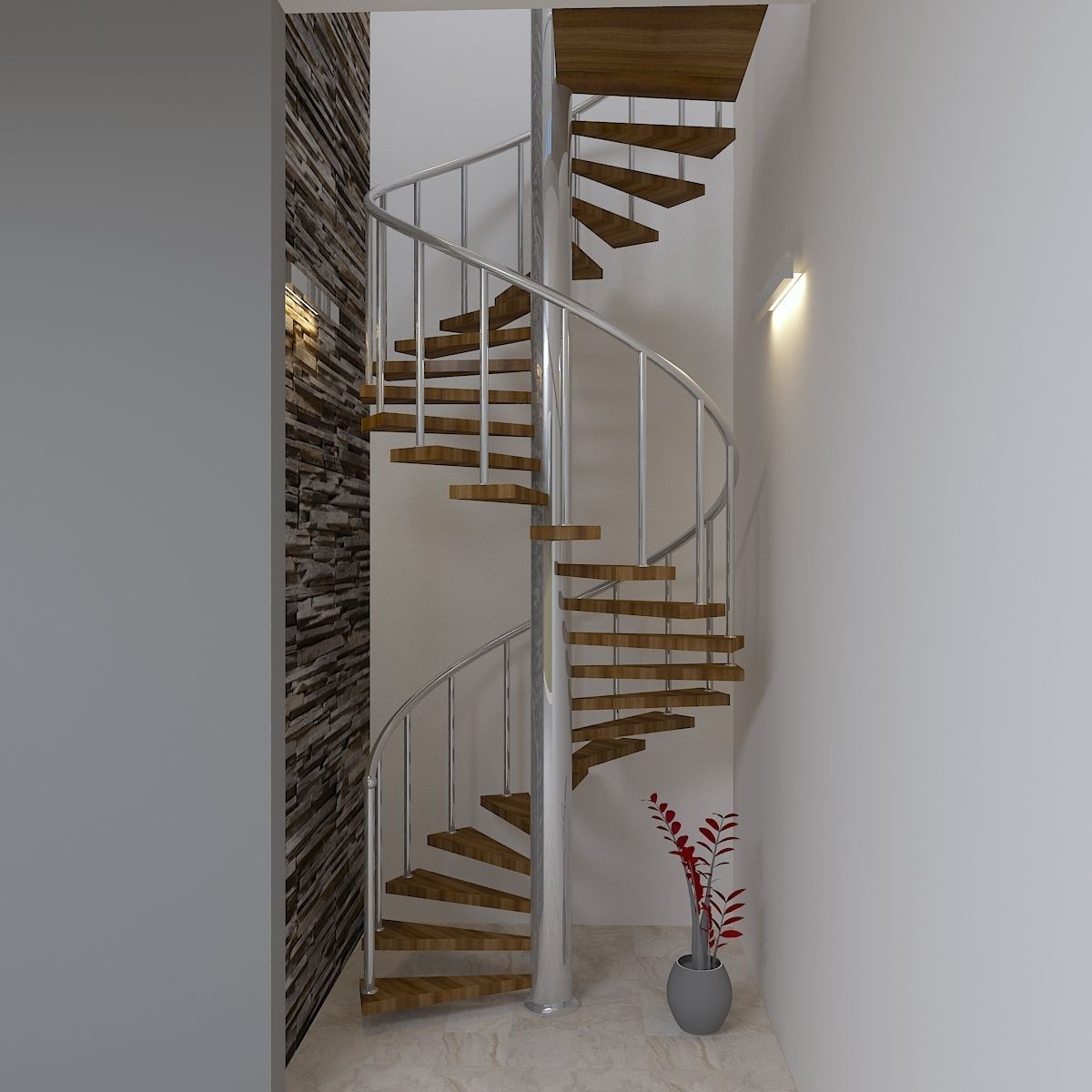 STAIR spiral staircase design Low-poly 3D model_5