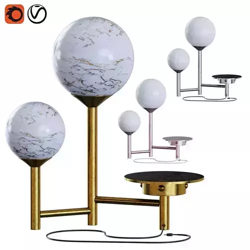 Moon Table Lamp Low-poly 3D model