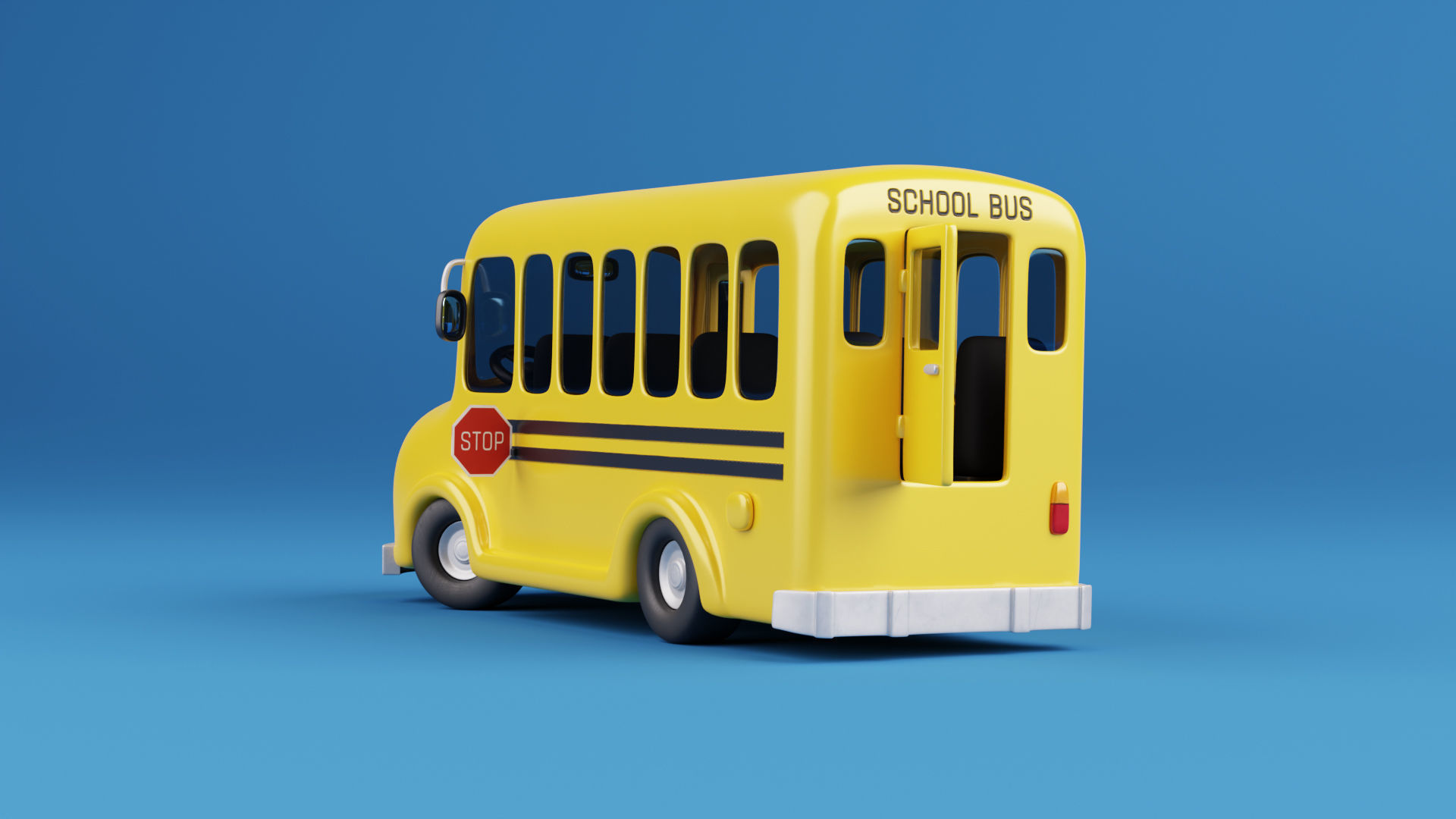Stylized Cartoon School Bus - fully rigged 3D model_3