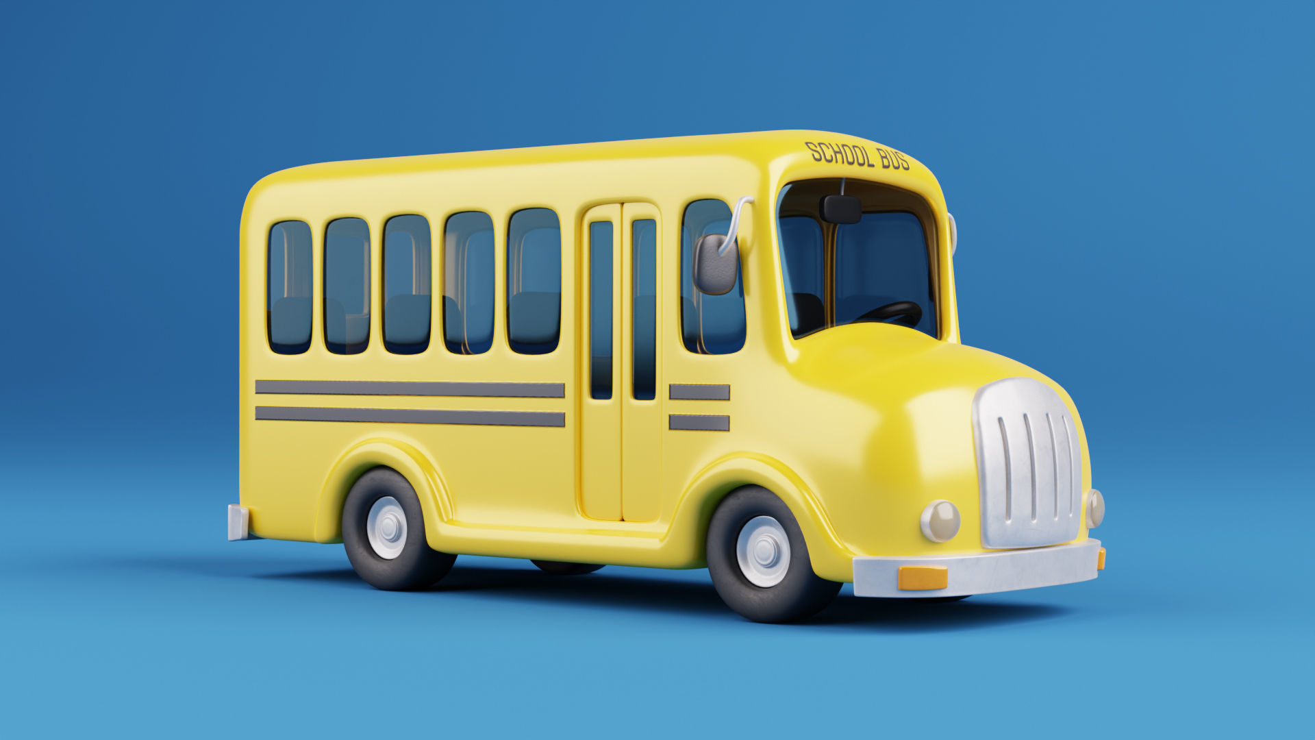 Stylized Cartoon School Bus - fully rigged 3D model_1