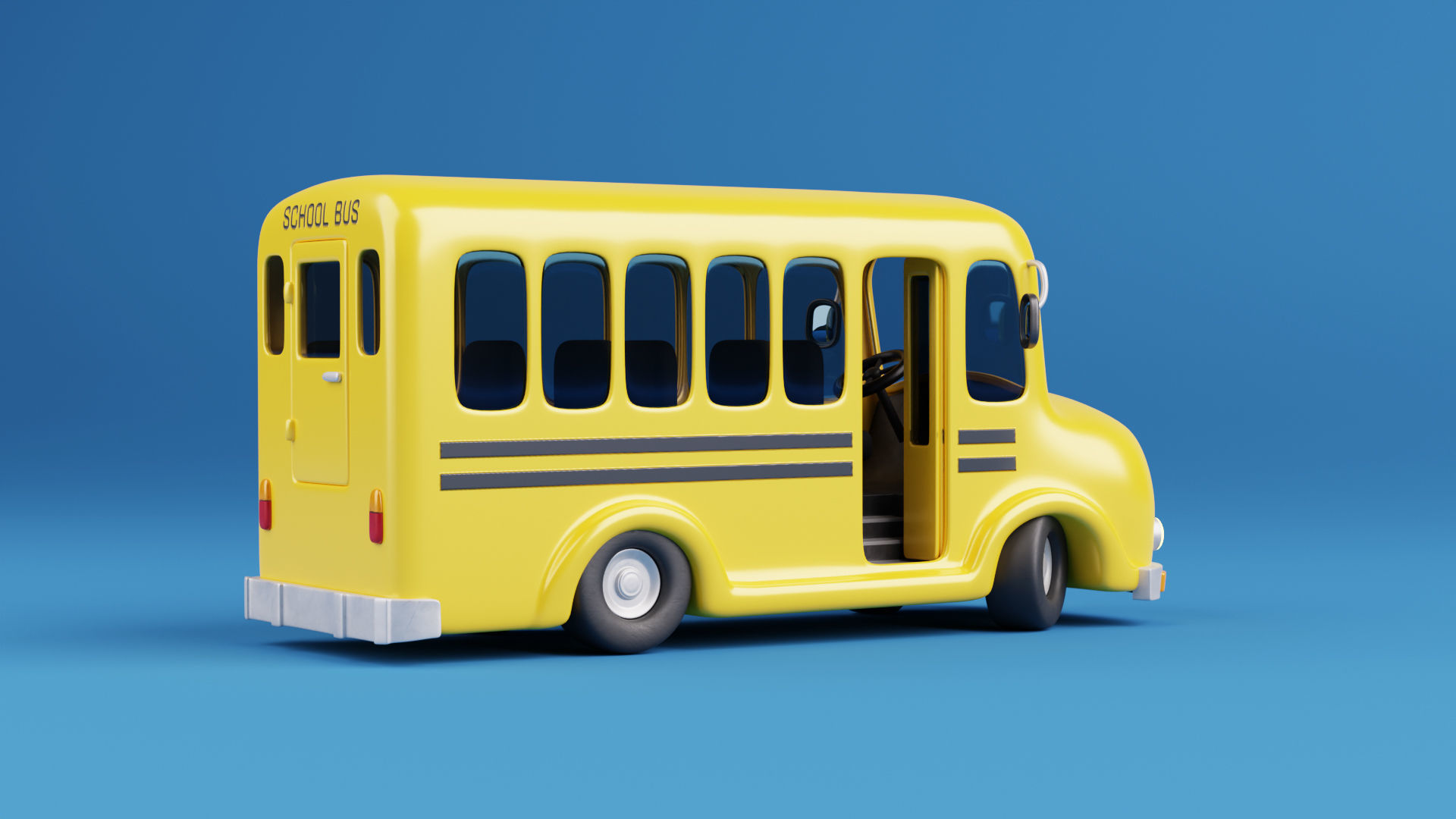 Stylized Cartoon School Bus - fully rigged 3D model_2