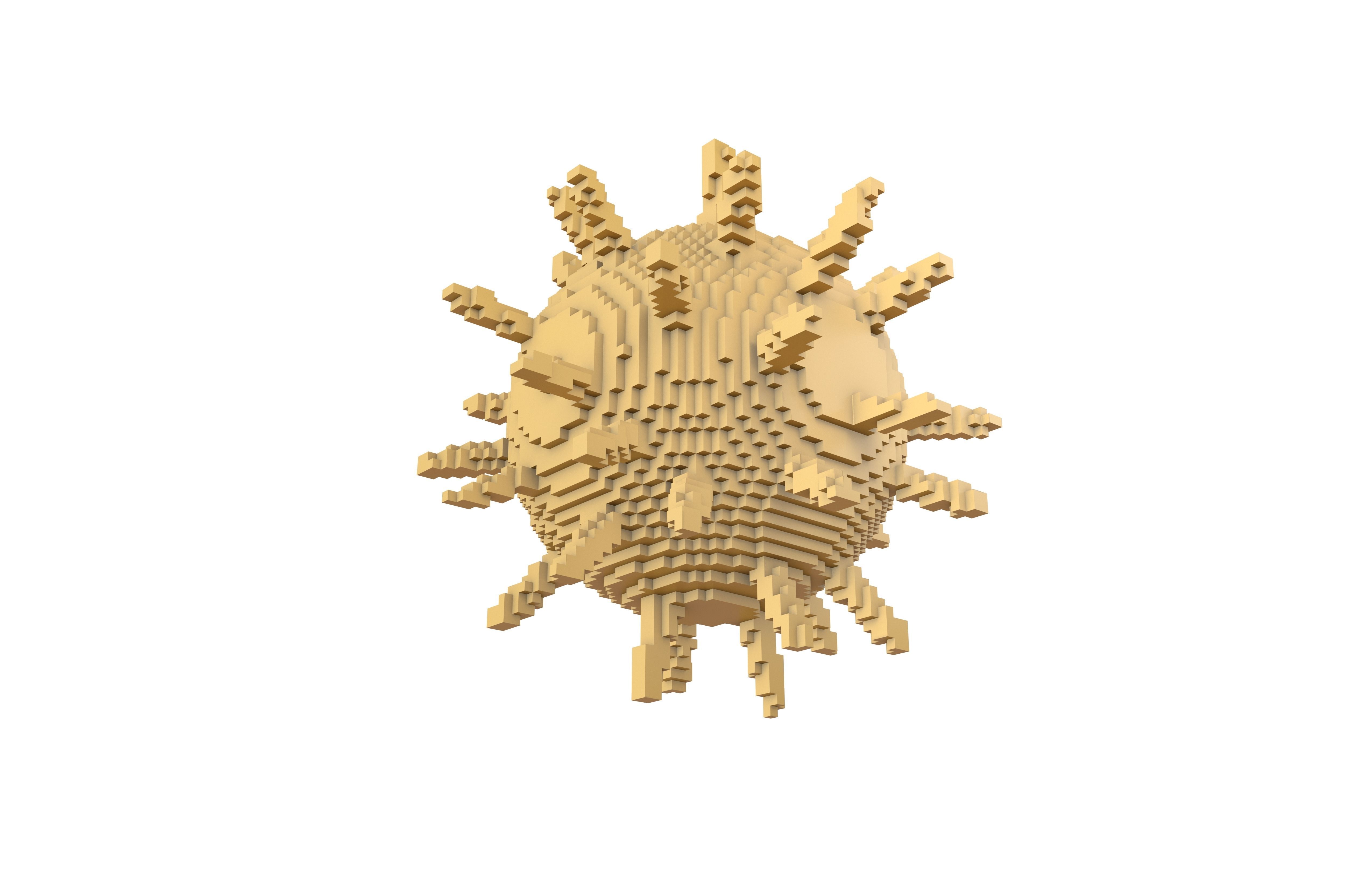Voxel Virus v2 008 Low-poly 3D model_3