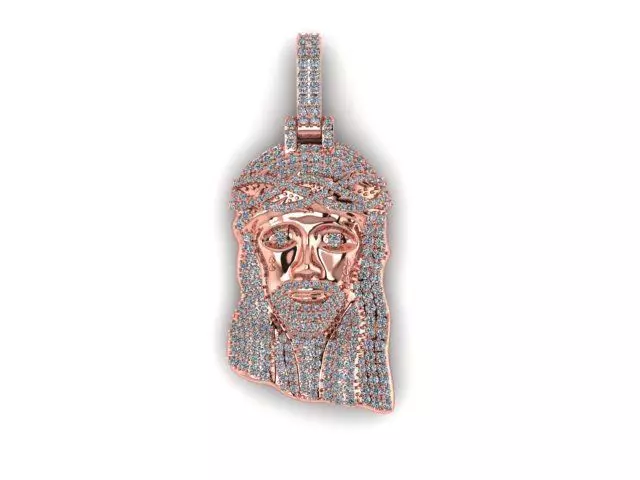 Jesus face pendant diamond 3D model_0