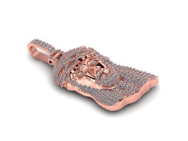 Jesus face pendant diamond 3D model_1