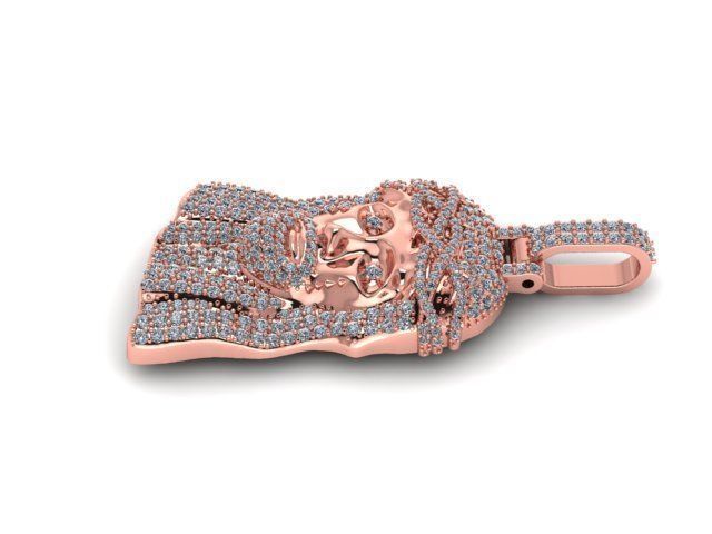 Jesus face pendant diamond 3D model_2