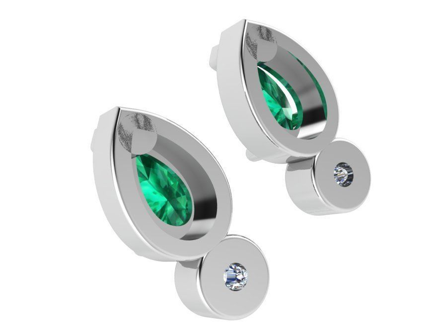 Green leaf earrings 2856 3D print model 3D print model_3