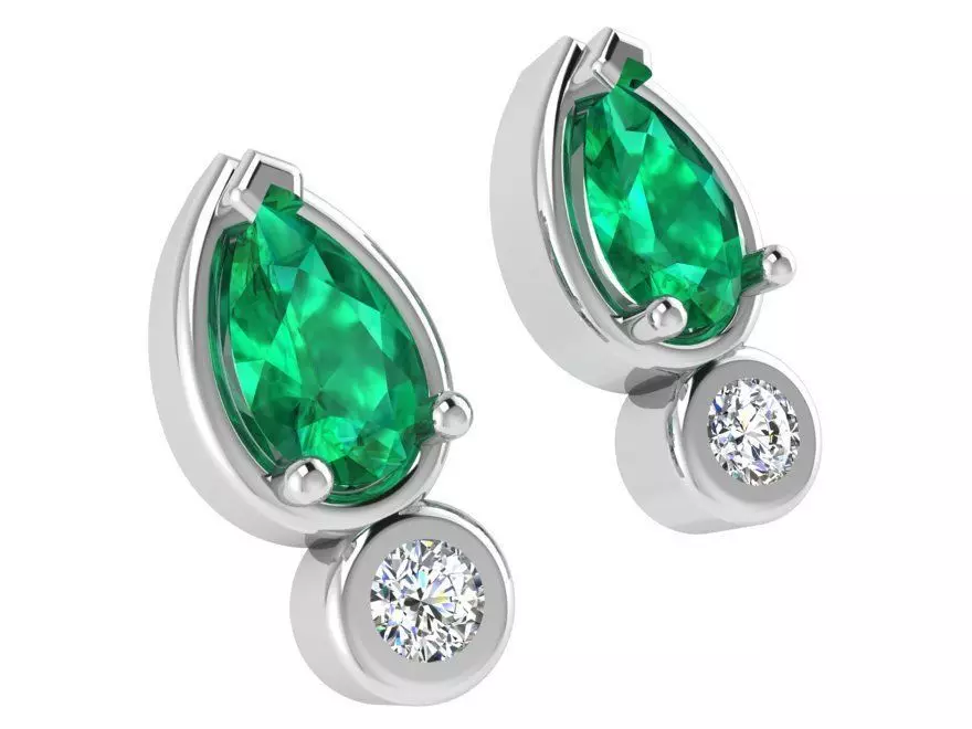 Green leaf earrings 2856 3D print model 3D print model_0