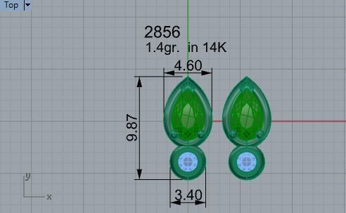 Green leaf earrings 2856 3D print model 3D print model_4