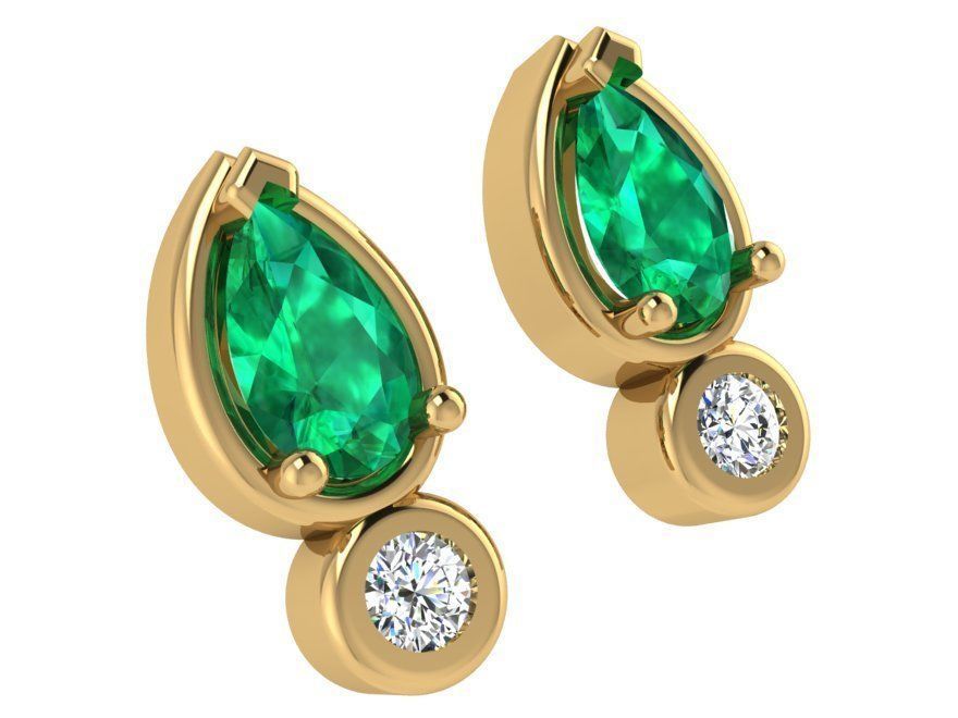 Green leaf earrings 2856 3D print model 3D print model_1