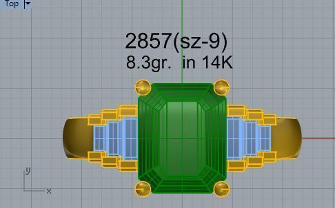 Green Square ring 2857 3D print model 3D print model_4