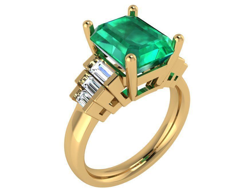 Green Square ring 2857 3D print model 3D print model_1