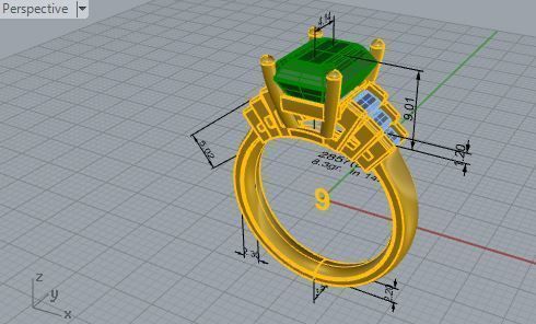 Green Square ring 2857 3D print model 3D print model_7