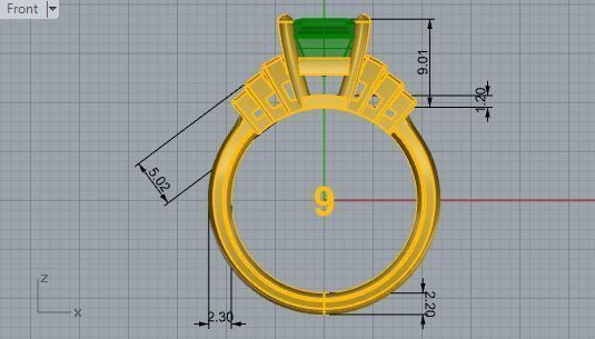 Green Square ring 2857 3D print model 3D print model_5