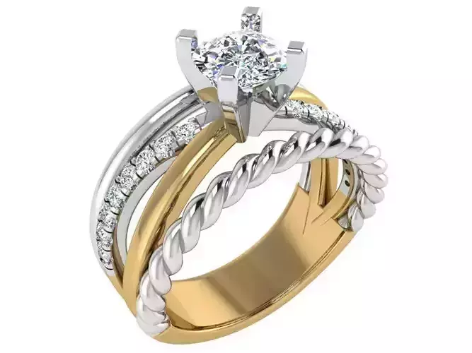 White and yellow diamond ring 2858 3D print model