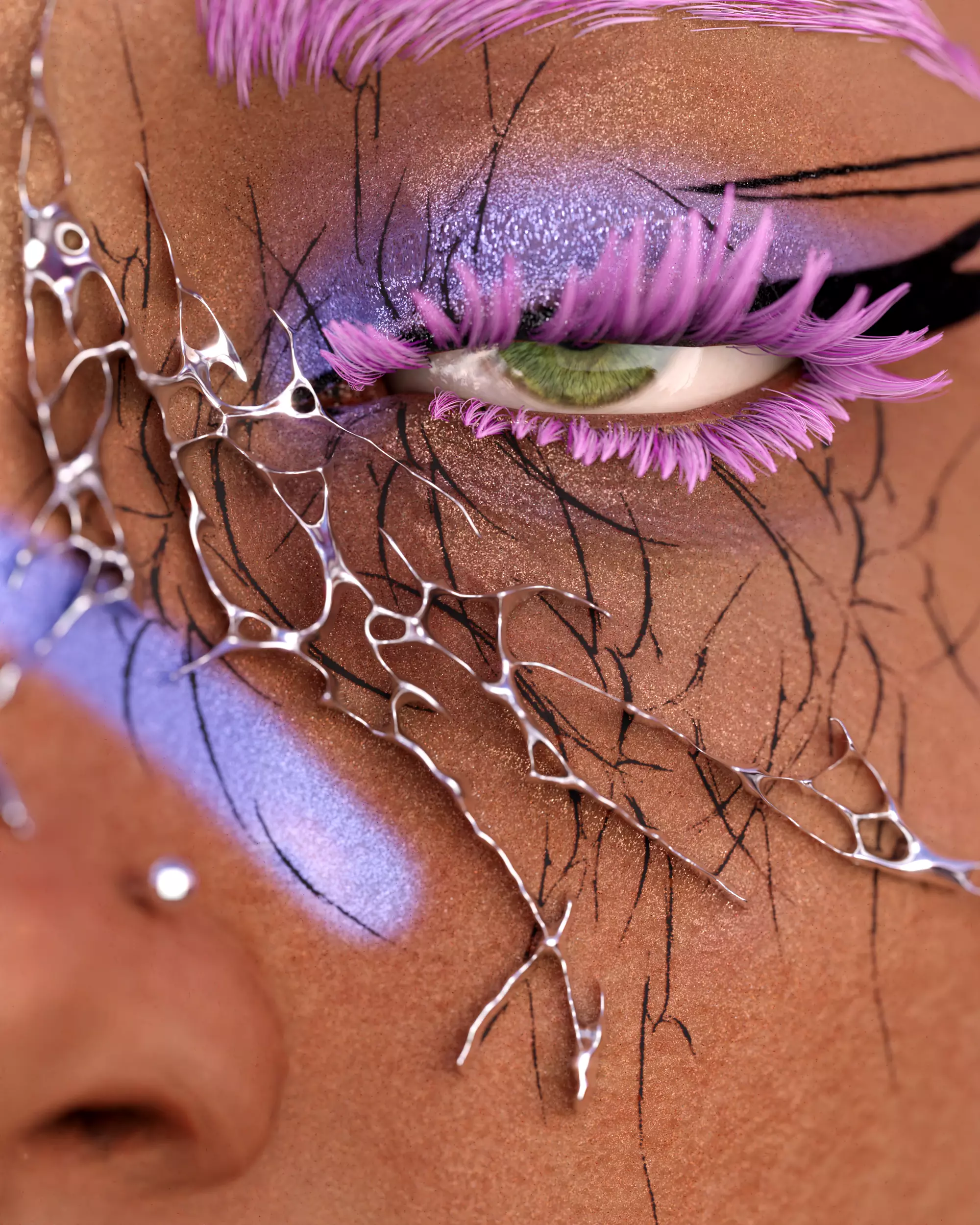 Tribal chrome type goth y2k abstract Low-poly 3D model_0