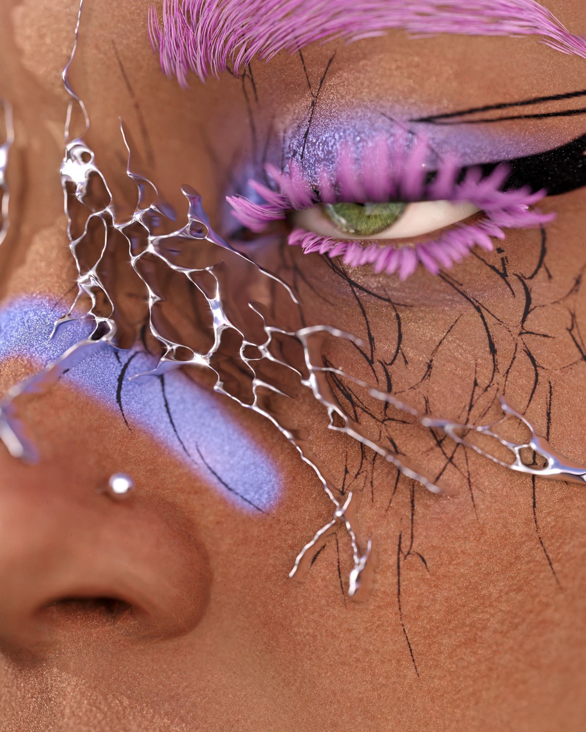 Tribal chrome type goth y2k abstract Low-poly 3D model_6