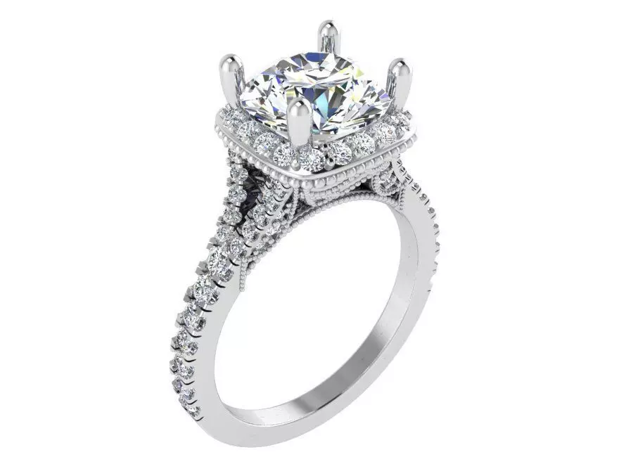 Modest diamond ring 2860 3D print model 3D print model_0