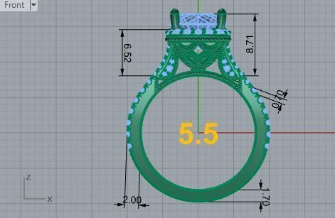 Modest diamond ring 2860 3D print model 3D print model_5
