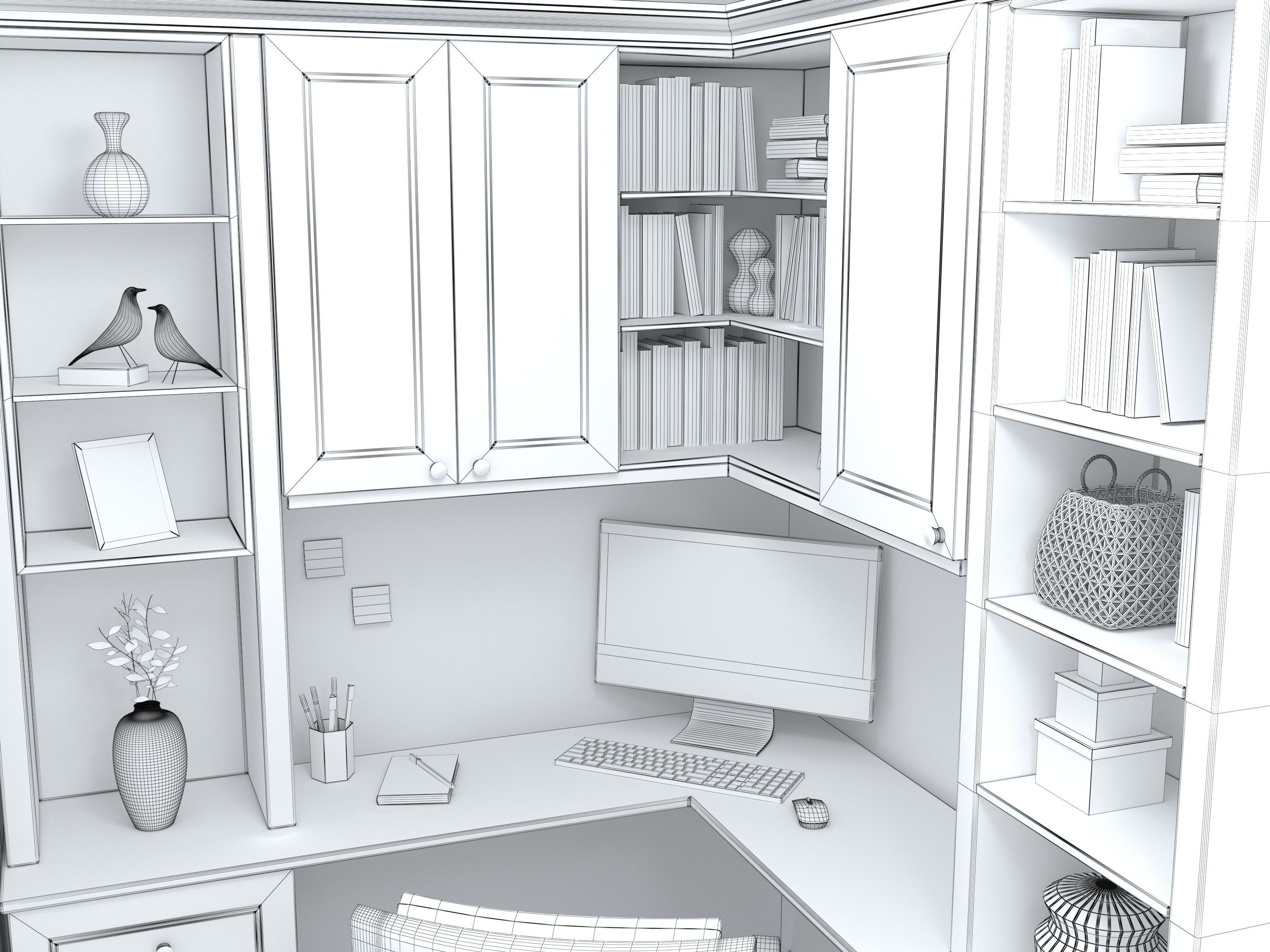 Study Room 3D model_9