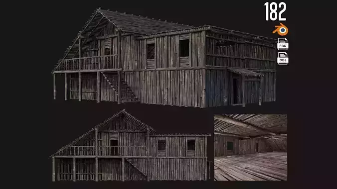 Old Wooden Building 4K Textures GameReady 182