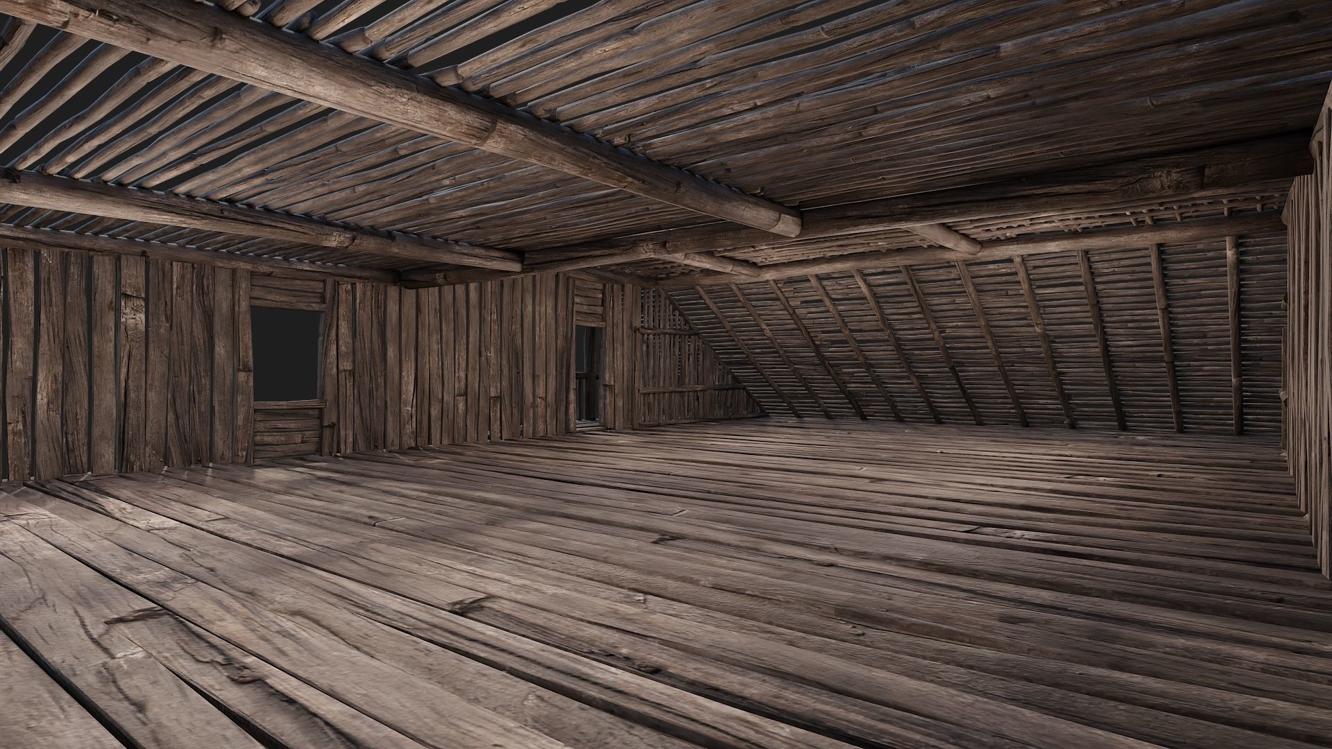 4 Old Wooden Buildings Pack 4K Textures GameReady 181 to 184 Low-poly 3D model_21