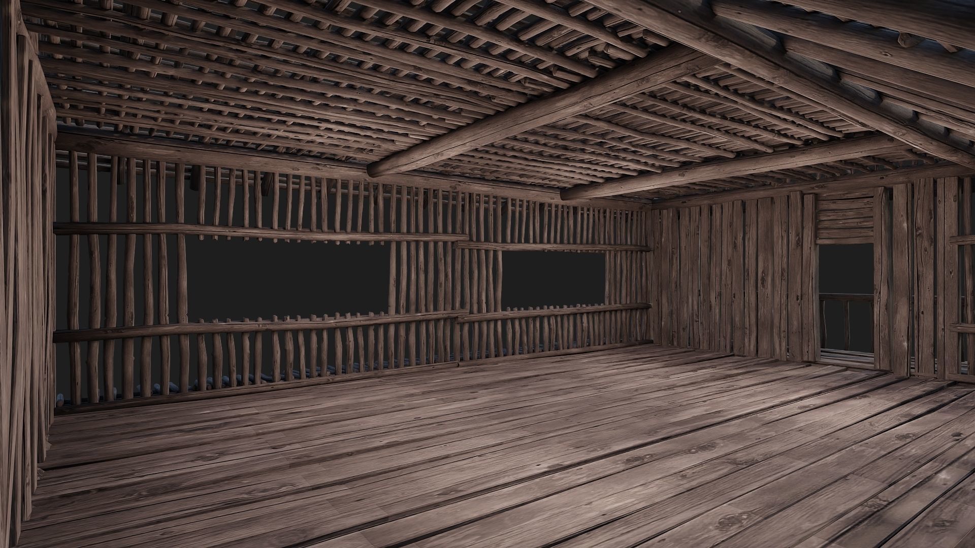 4 Old Wooden Buildings Pack 4K Textures GameReady 181 to 184 Low-poly 3D model_43