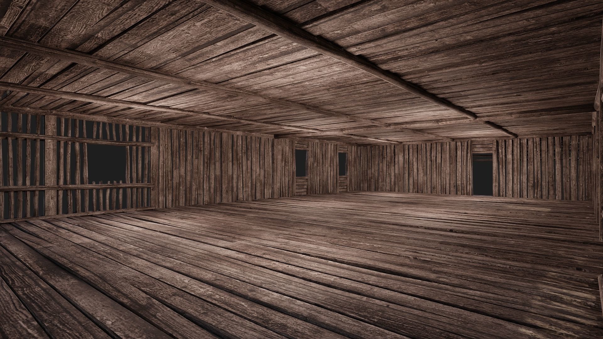 4 Old Wooden Buildings Pack 4K Textures GameReady 181 to 184 Low-poly 3D model_32