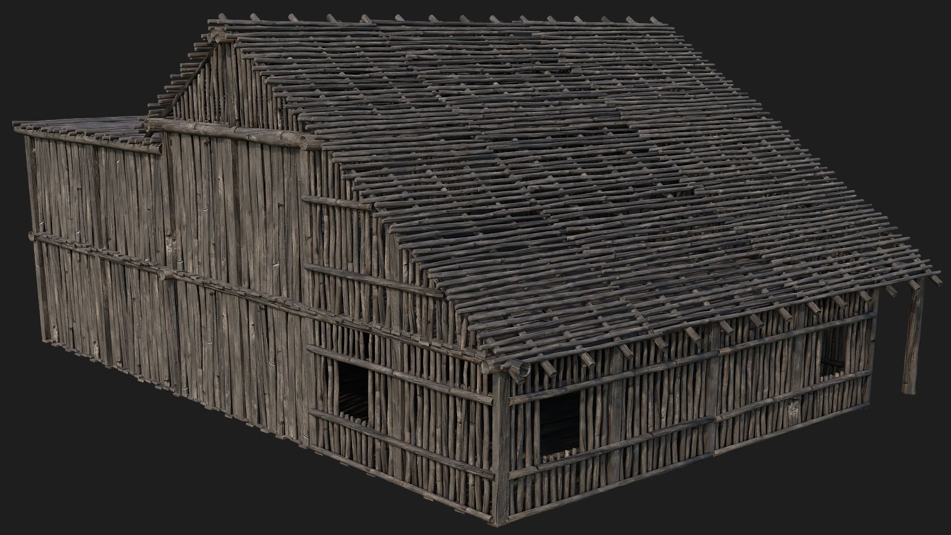4 Old Wooden Buildings Pack 4K Textures GameReady 181 to 184 Low-poly 3D model_30