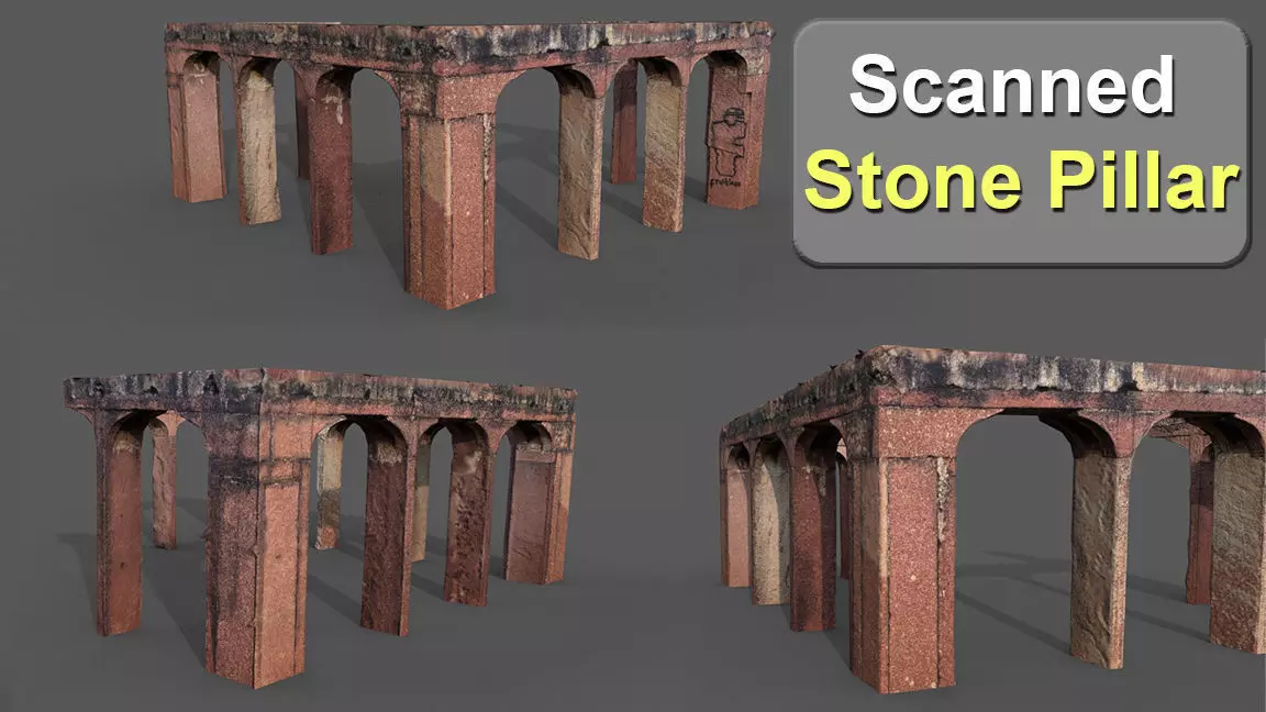 Stone Pillar Low Poly Low-poly 3D model_0