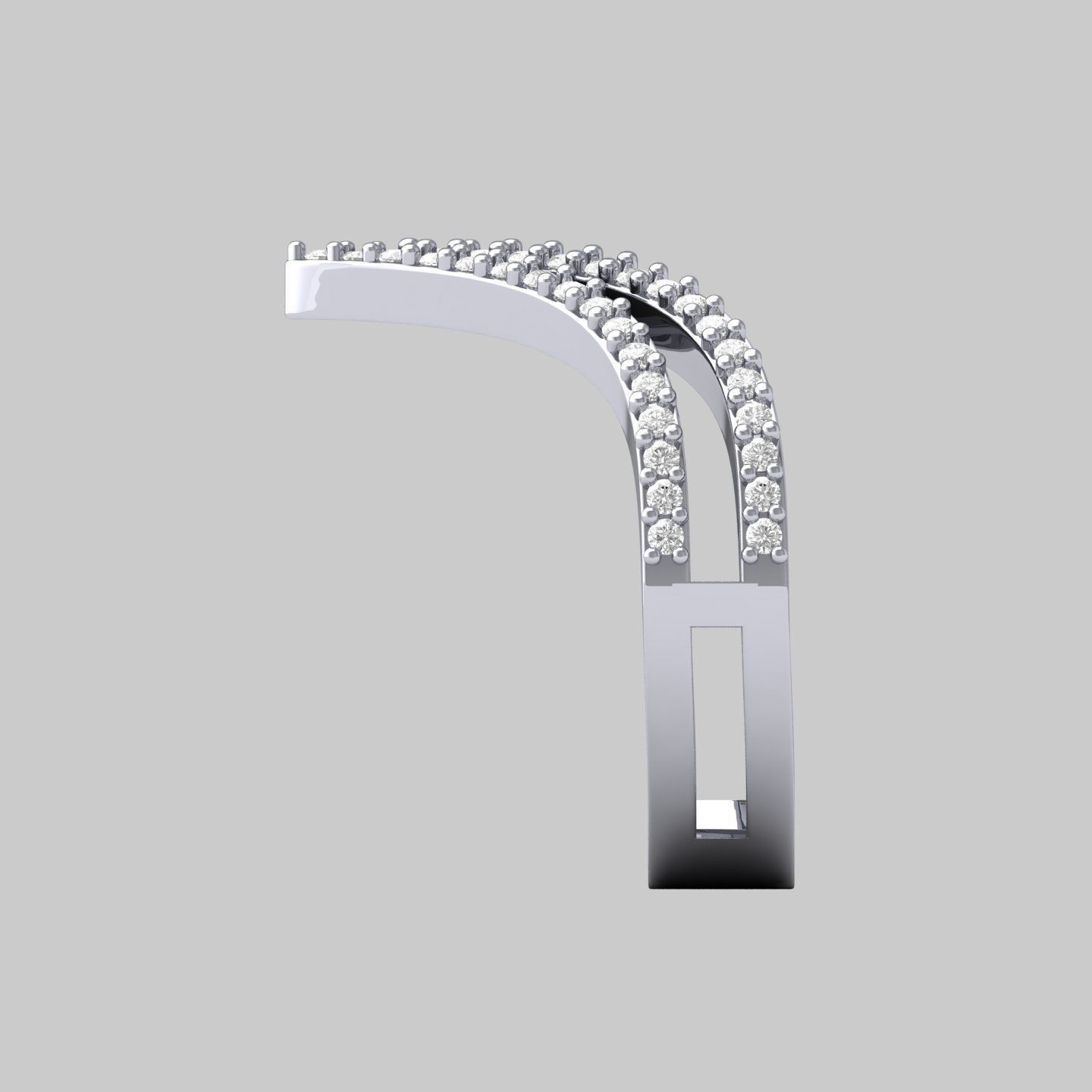 V Ring rose gold with diamonds 3D print model_11