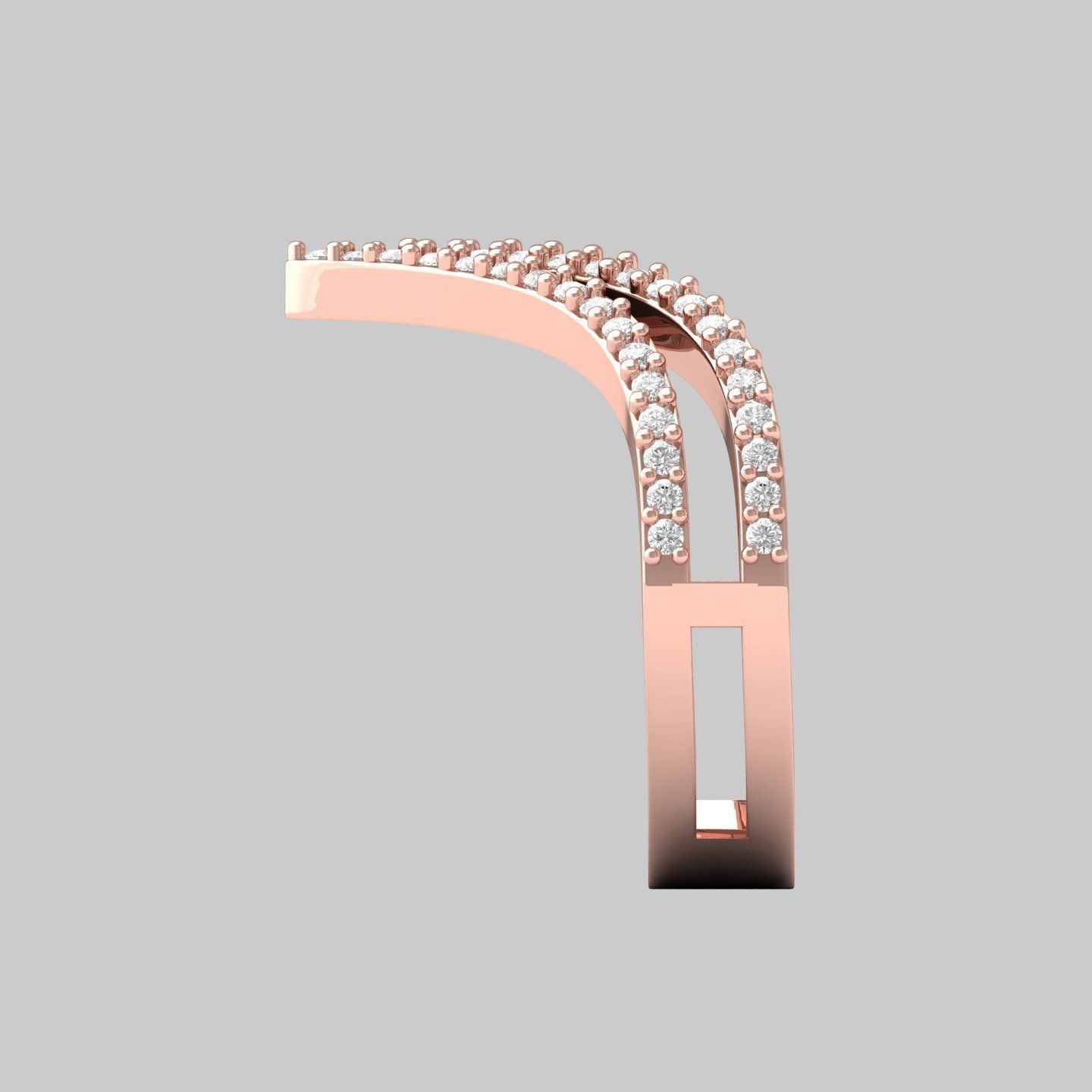 V Ring rose gold with diamonds 3D print model_10