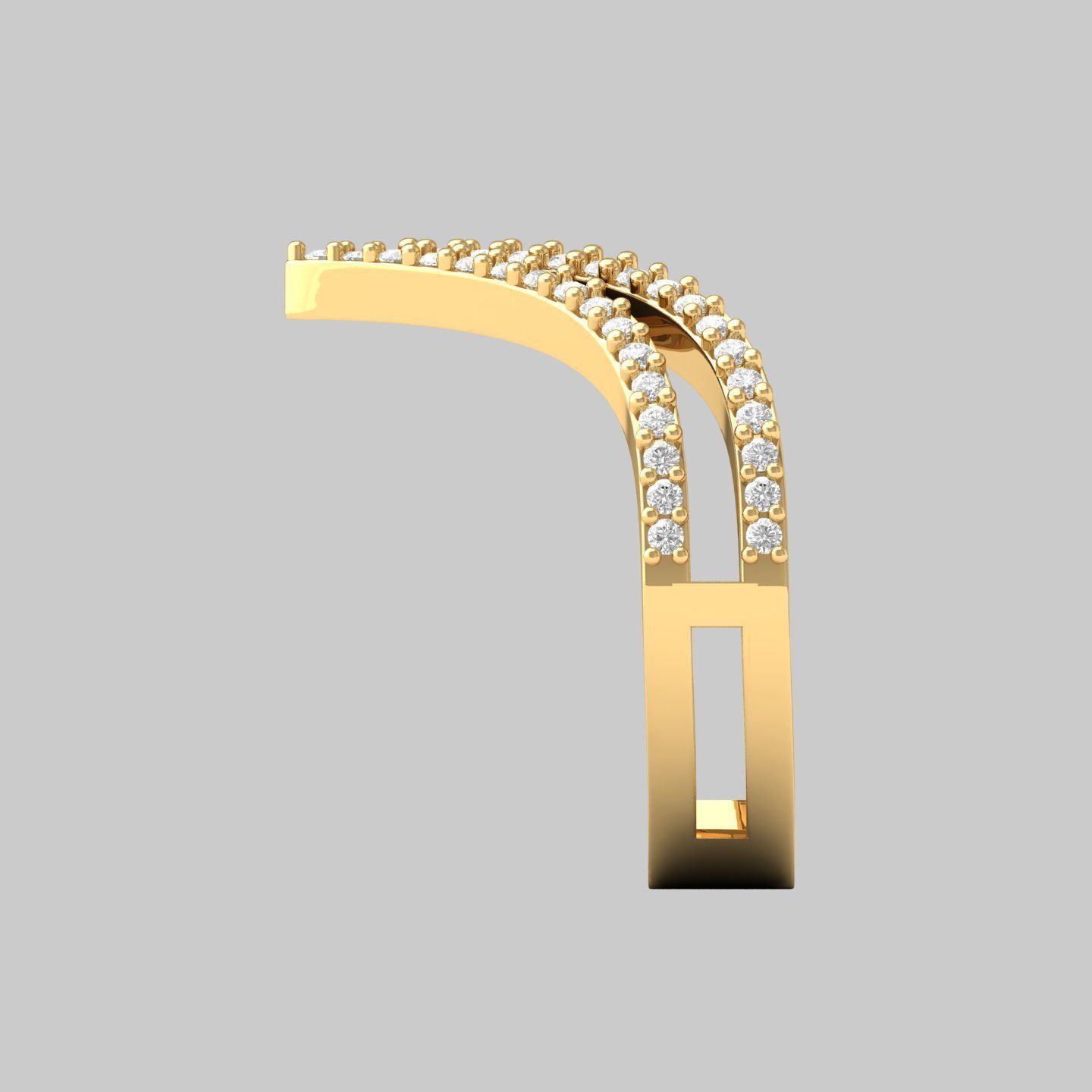 V Ring rose gold with diamonds 3D print model_12