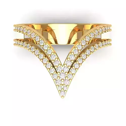 V Ring rose gold with diamonds 3D print model