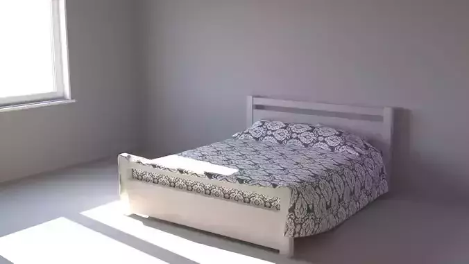 Bedroom bed with sheet