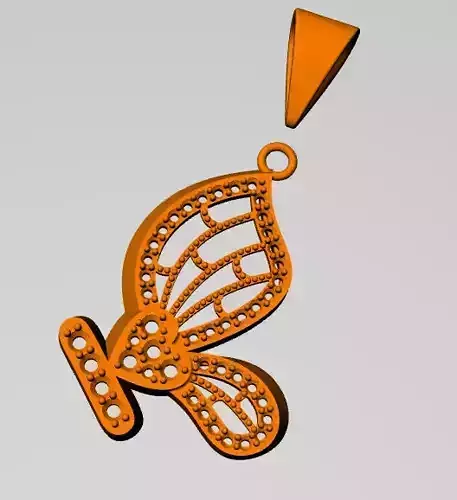 Pendent orange butterfly pendant with diamonds