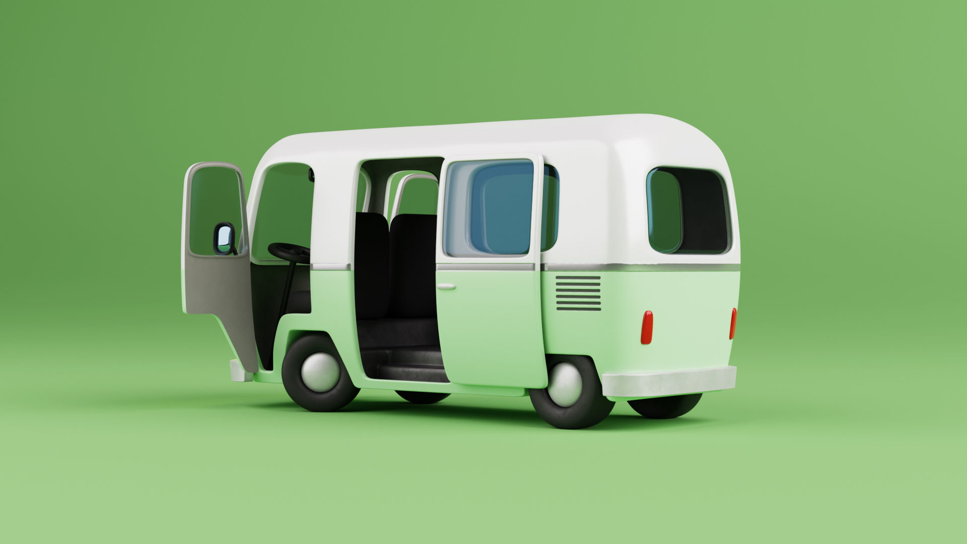 Stylized Cartoon Van - Fully Rigged 3D model_2