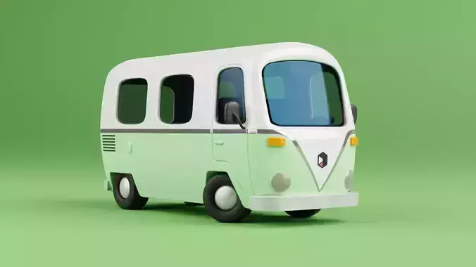 Stylized Cartoon Van - Fully Rigged 3D model