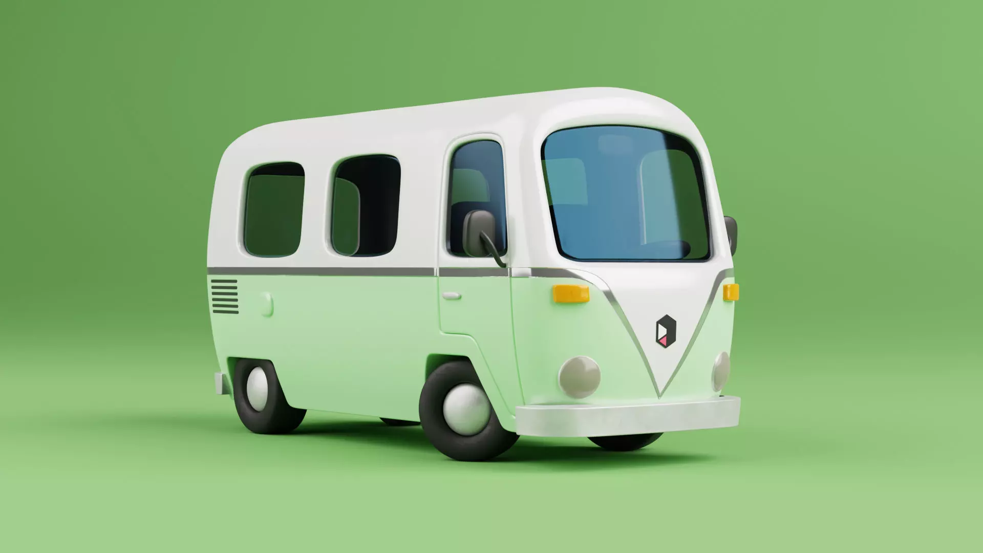 Stylized Cartoon Van - Fully Rigged 3D model_0