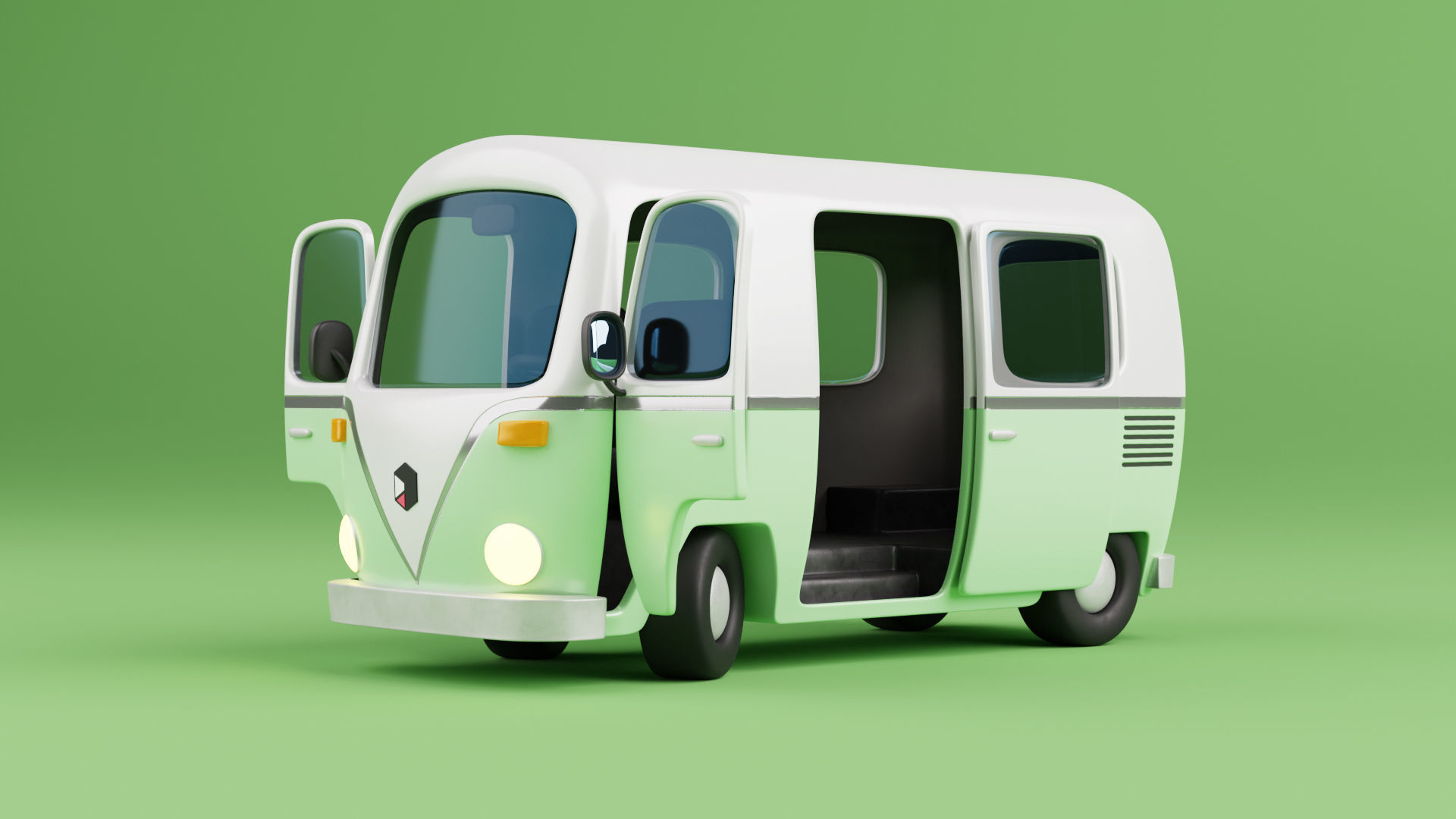 Stylized Cartoon Van - Fully Rigged 3D model_1