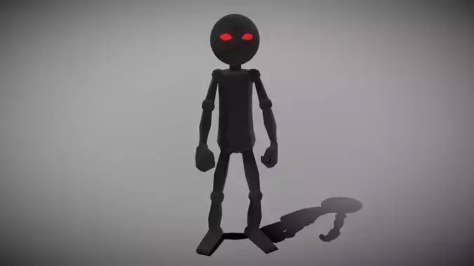 Stickman figure with eyes Low-poly 3D model