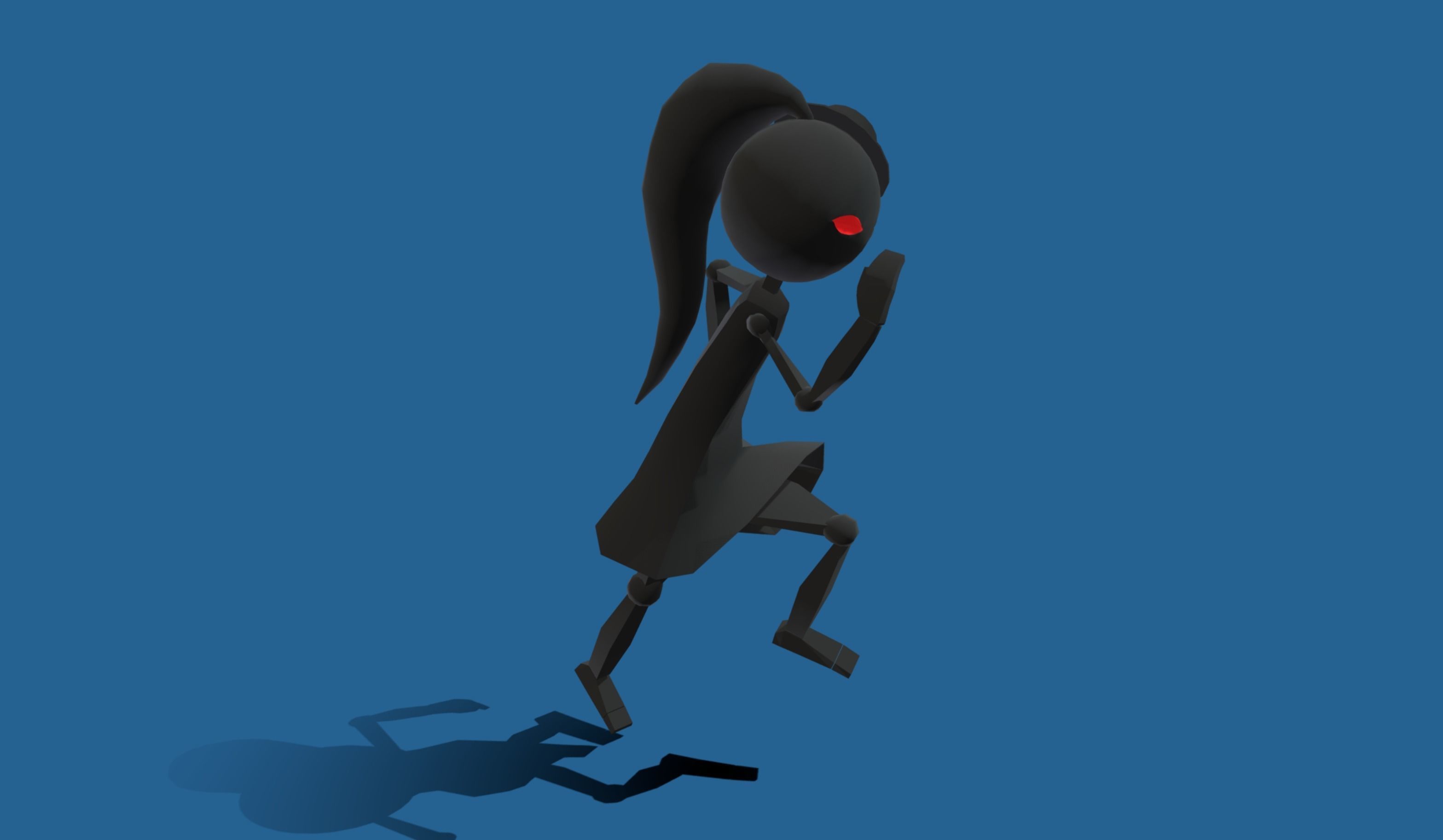 Stickwoman character with eyes Low-poly 3D model_6