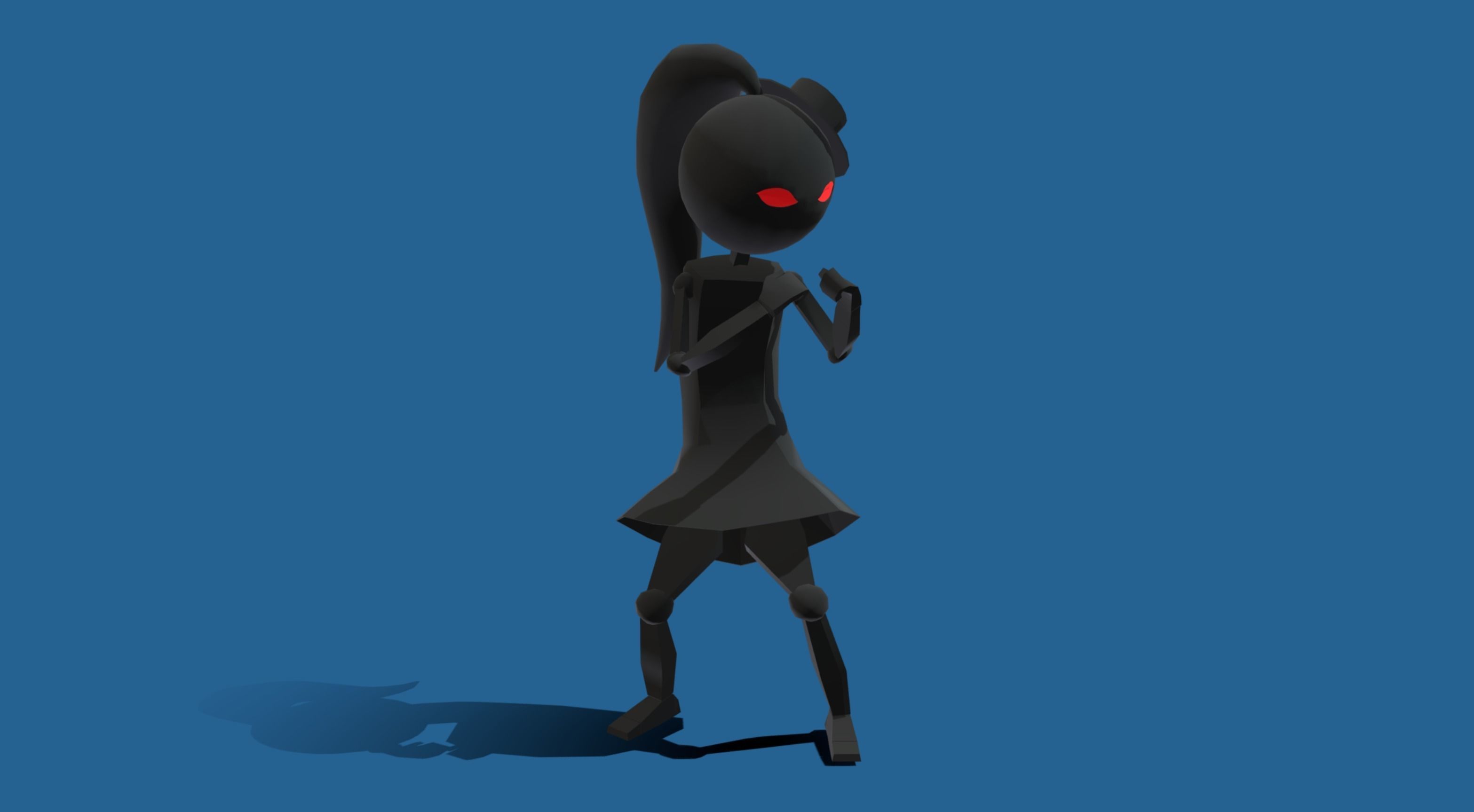 Stickwoman character with eyes Low-poly 3D model_5