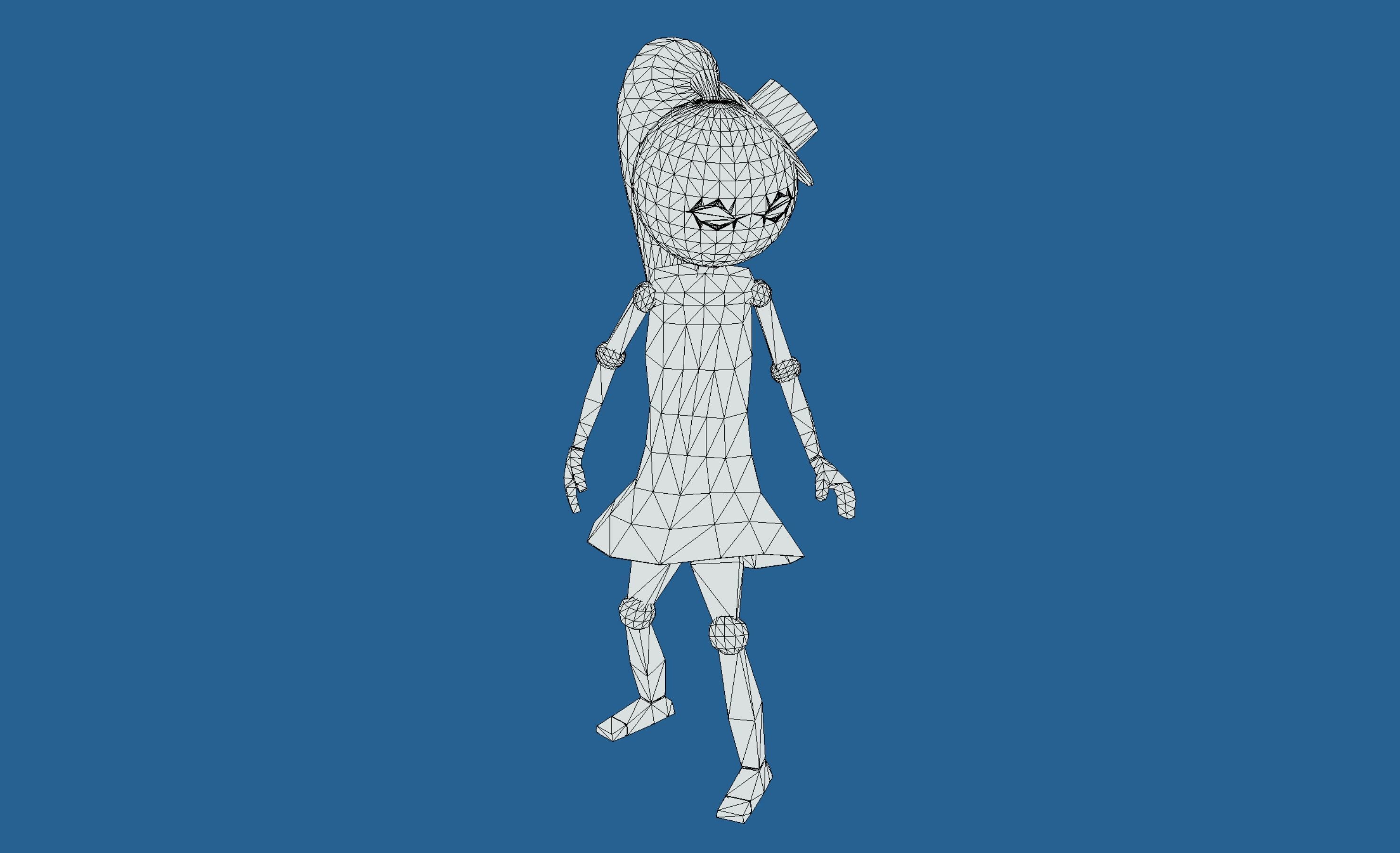 Stickwoman character with eyes Low-poly 3D model_12