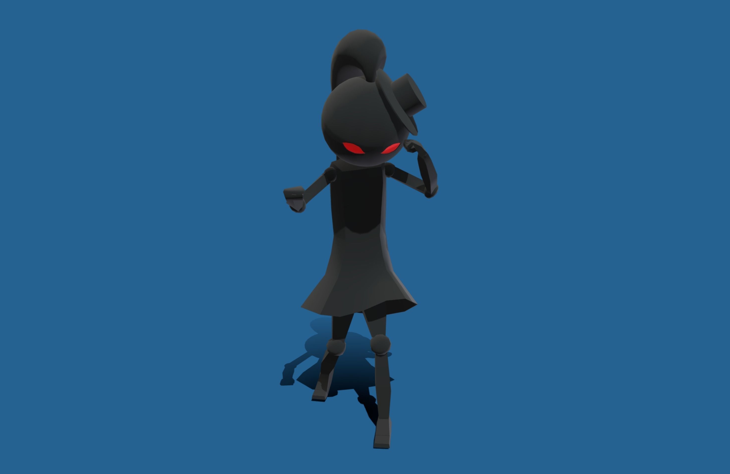 Stickwoman character with eyes Low-poly 3D model_11
