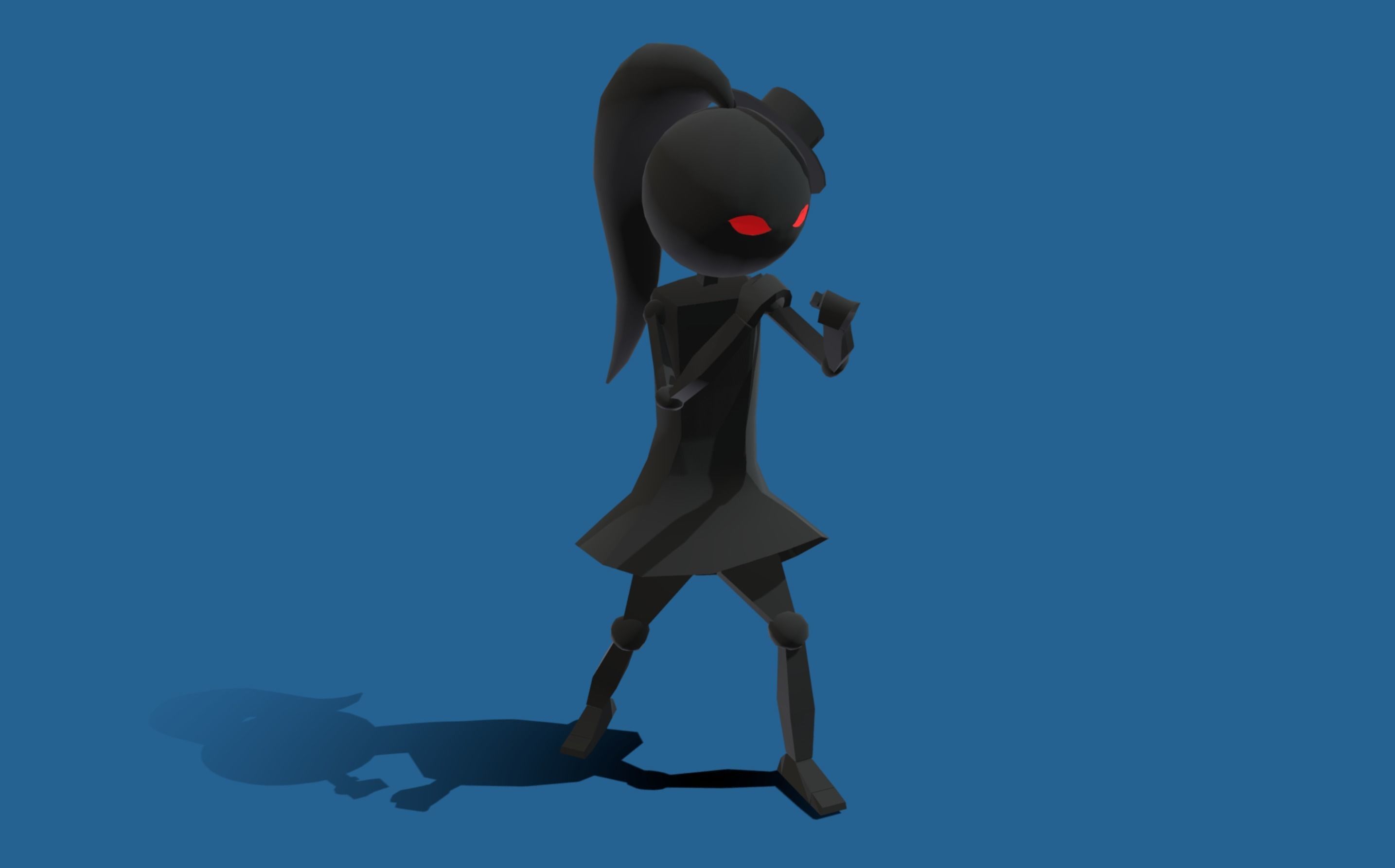 Stickwoman character with eyes Low-poly 3D model_10