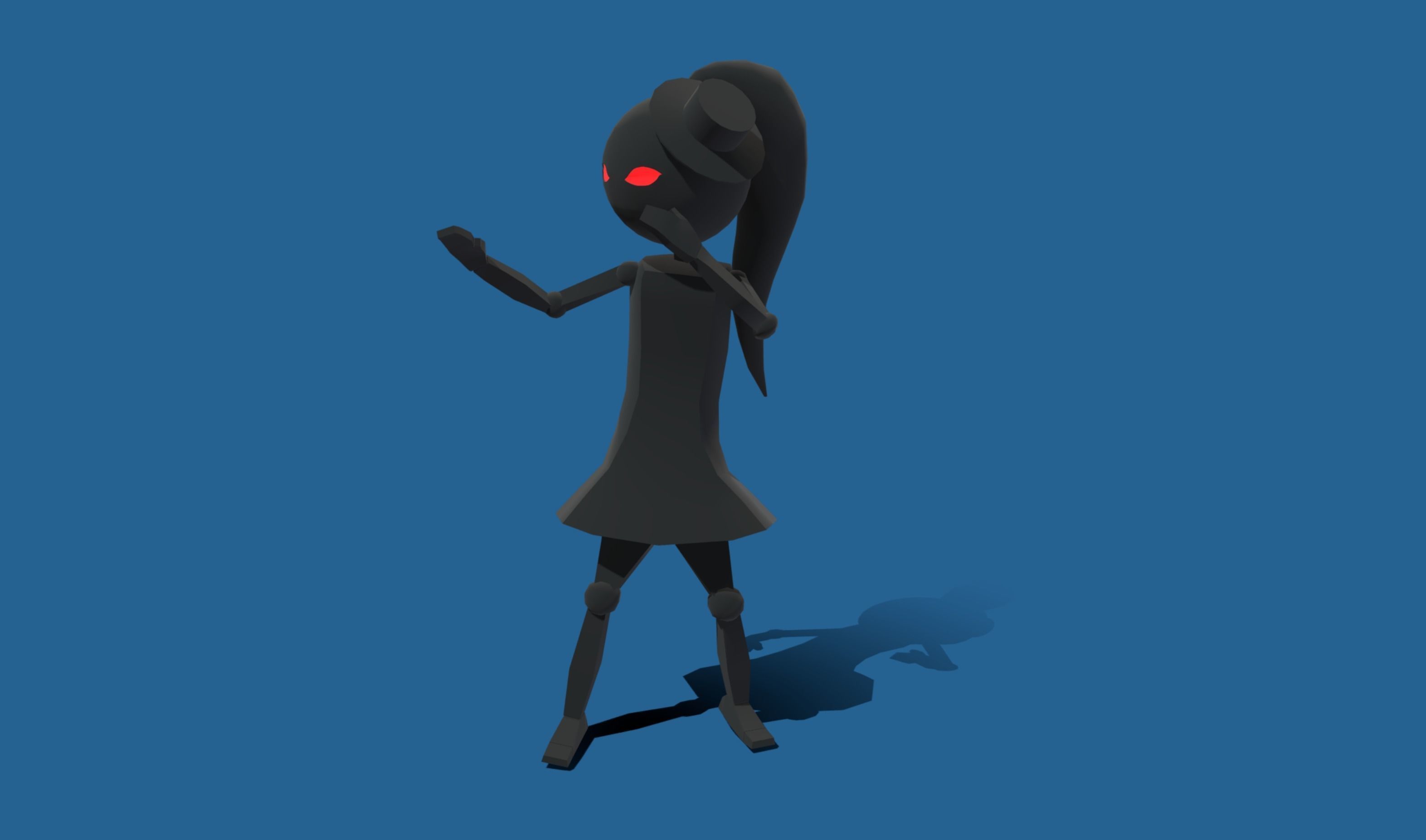 Stickwoman character with eyes Low-poly 3D model_9