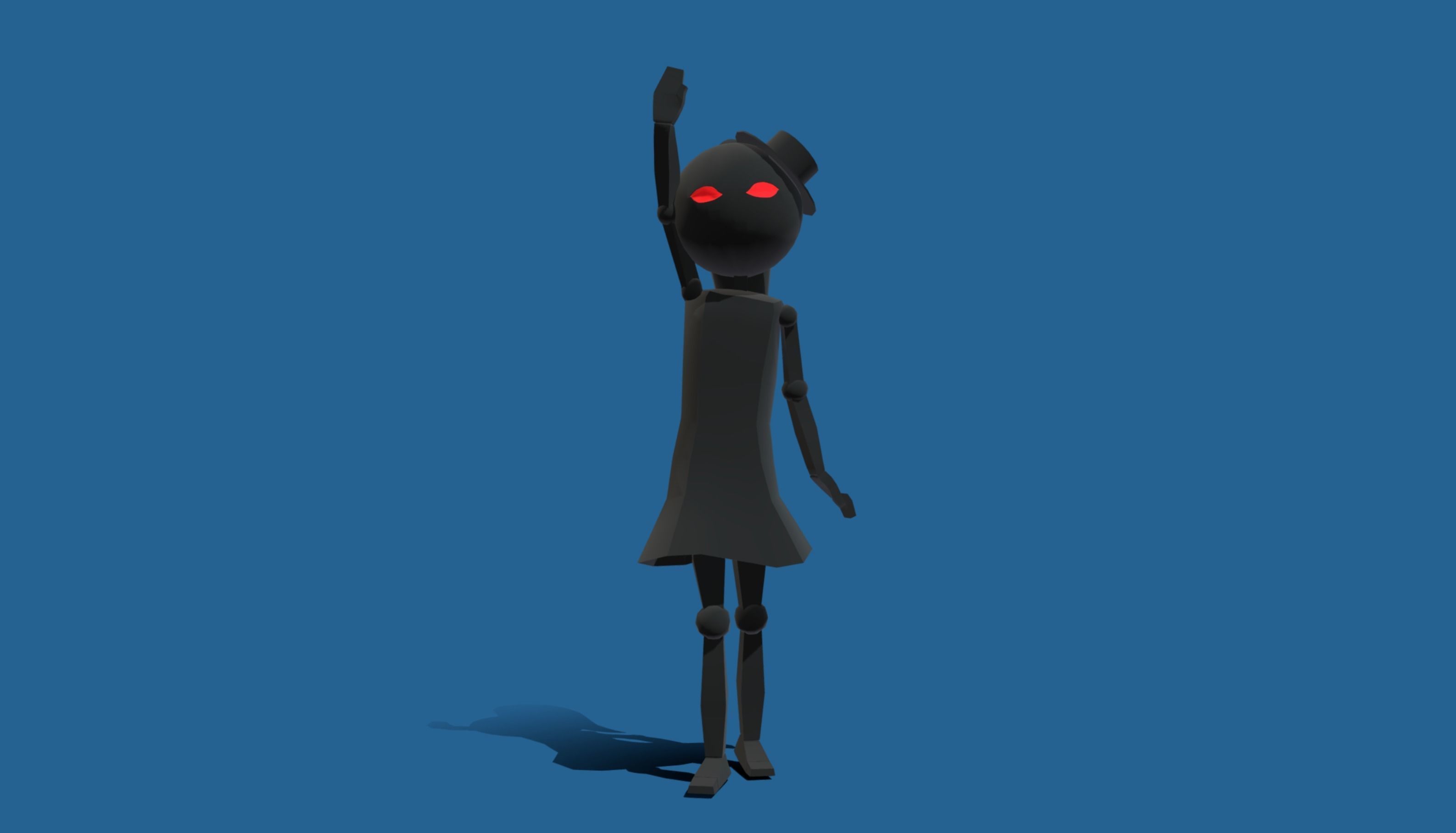 Stickwoman character with eyes Low-poly 3D model_4